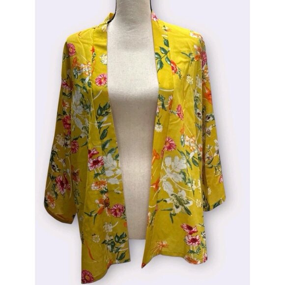 Do Everything In Love Womens OS Kimono Butter Yellow Hawaii Beachy Tropical - Picture 1 of 8